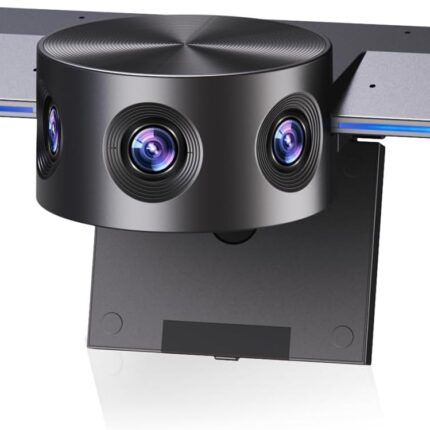 Panoramic 180° Video Camera, Immersive Video Conference Experience, both Overall and Speakers’ Close-up view, 1080P Webcam for Huddle Room and Homebased Office, Plug and Play with  Card Slot
