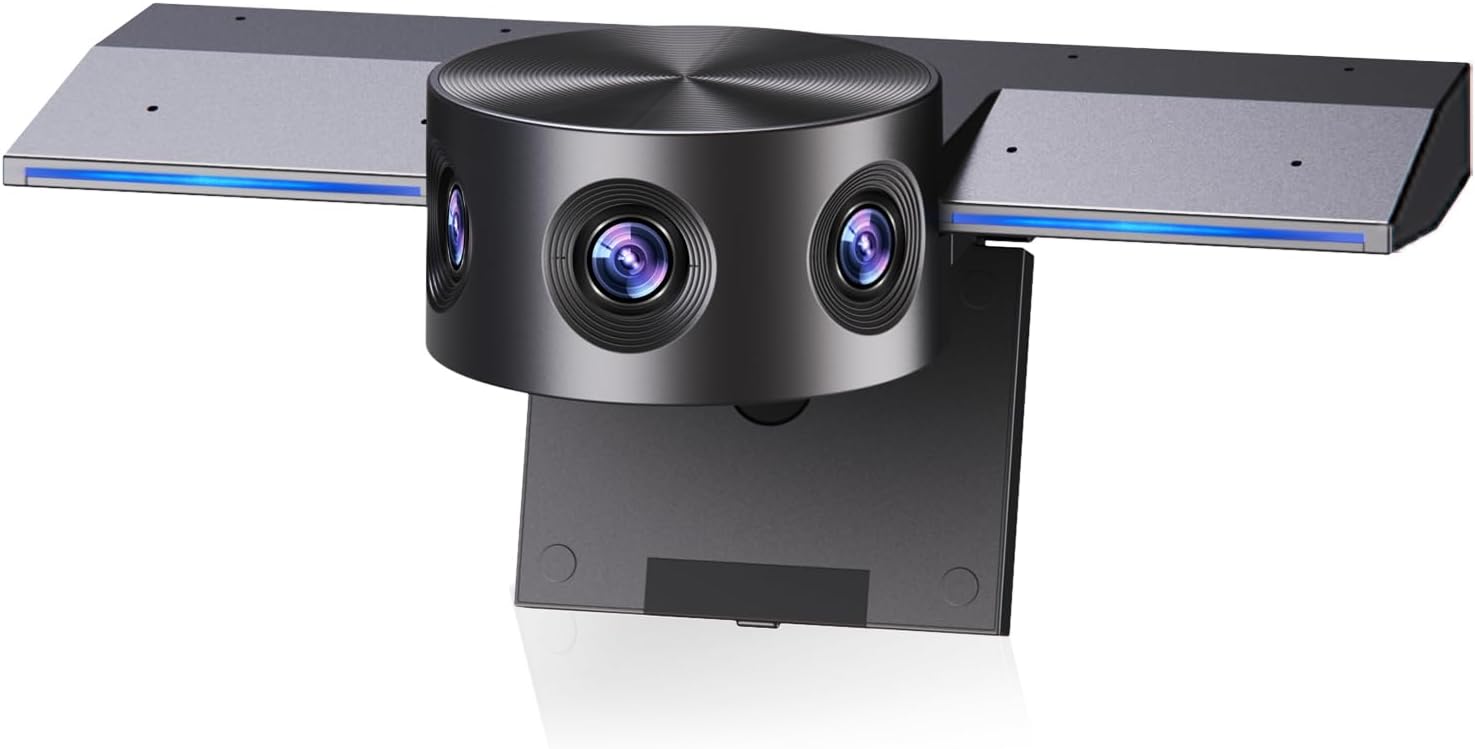 511AJkgwCCL._AC_SL1500_.jpg Panoramic 180° Video Camera, Immersive Video Conference Experience, both Overall and Speakers’ Close-up view, 1080P Webcam for Huddle Room and Homebased Office, Plug and Play with Card Slot - Image 1