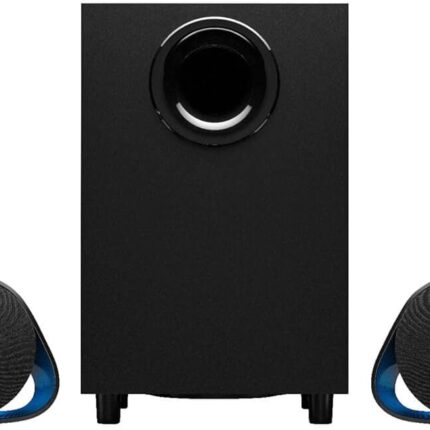 Gaming Speaker System with 7.1  Surround Sound, Game based , Two Speakers and Subwoofer, Bluetooth, USB, Immersive Gaming Experience - Black
