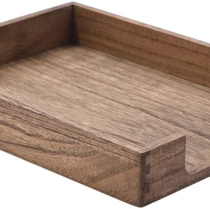 Wood -Size Tray Single-Tier()-  Collection Front-Load Documents Tray for Office Desktop Organizer - Desk Magazine, File, Folder, Paper Holder Drak Brown