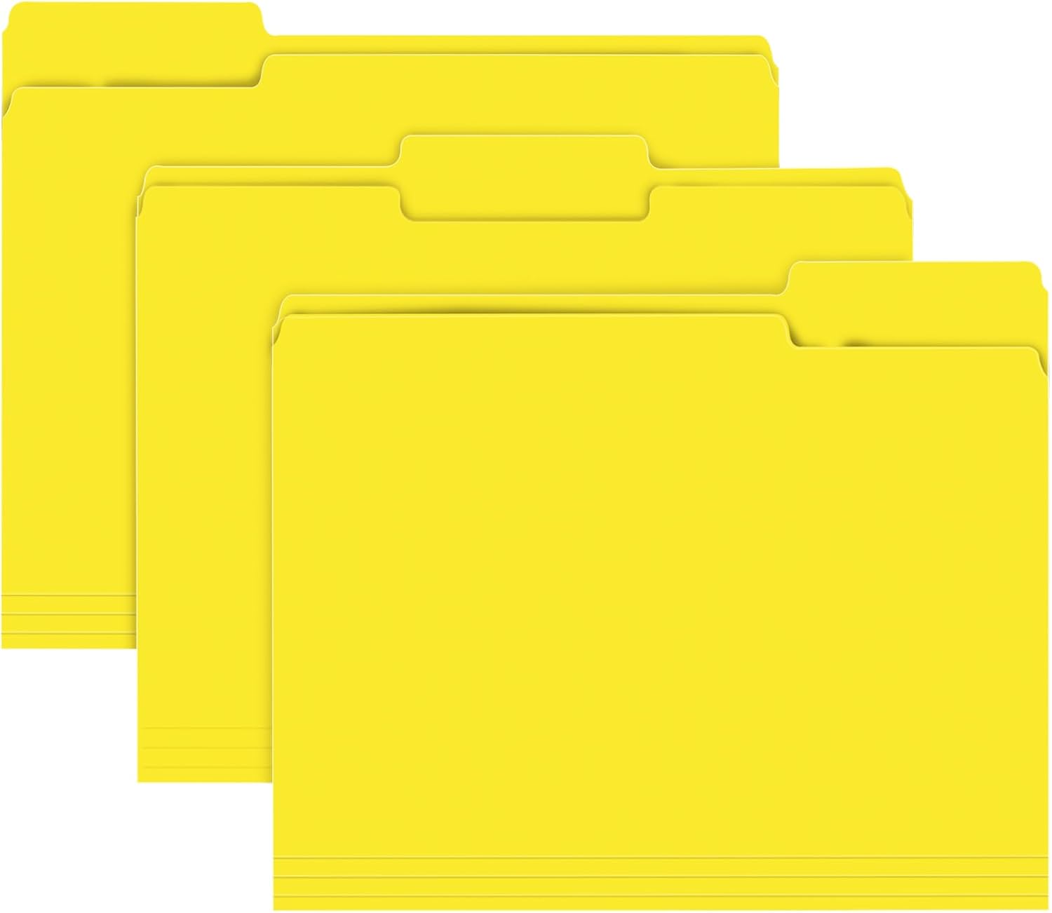 51npV-kAtAL._AC_SL1500_.jpg File Folder, 150 Pack 1/3 Cut Tab File Folders Size, Yellow, Folders with Tab, Great for Organizing and Easy File Storage - Image 1
