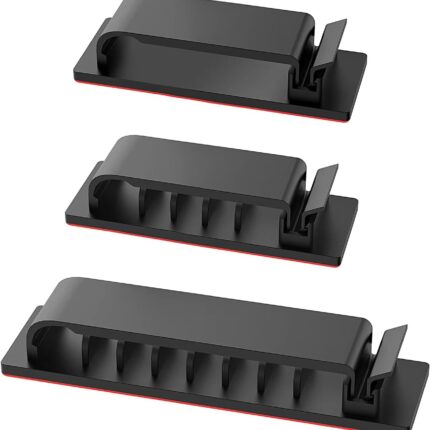 Cable Management Clips, 20Pcs Cord Organizers Wire Clips Cord Holder for TV PC Ethernet Cable Desk Home Office (Black)