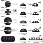16-Pack Black Cord Organizer - Adhesive Cable Clips Holder for Desk, Wall, Car - Wire Management Clips for  Charger, USB, Computer Cables - No-Slip Cord Keepers with Strong Sticky Backing - Image 2