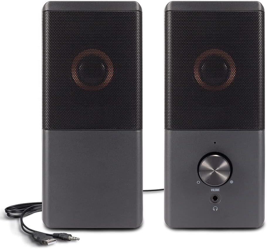 61IJpSYcD6L._AC_SL1000_.jpg Computer Speaker, Compact Size Speaker with Headphone Jack, Enhanced Bass and Volume Control, Stereo 2.0 USB Powered 3.5mm Aux Multimedia Speakers for Laptop/Desktop/Tablets/Phone - Image 1