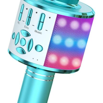 Kids Karaoke Microphone Machine Toys for Girls Bluetooth Microphone with LED Light, Birthday Gift for Girls Boys 3 4 5 6 7 8 9 10 11 12 Year Old Kids Toys(Blue)