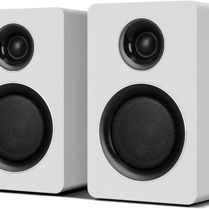 Computer Speakers for Desktop PC, Active Bookshelf Speaker with 3‘’ Carbon Fiber Woofer and Silk Film Tweeter ,Supports Bluetooth 5.3, USB-C, AUX/RCA Input for Record Player TV - White Stereo Set