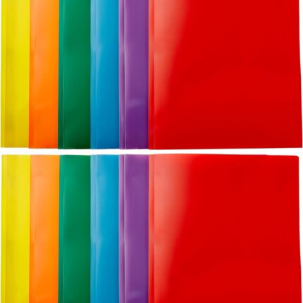 Heavy Duty Colorful Plastic Folders with 2 Pockets for  Size Paper, Pack of 12, Assorted Colors