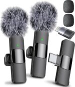 Wireless Microphone for , , , Lavalier Microphone for Video Recording - 2 Pack  Mic Crystal Clear Recording with USB-C for Podcast,