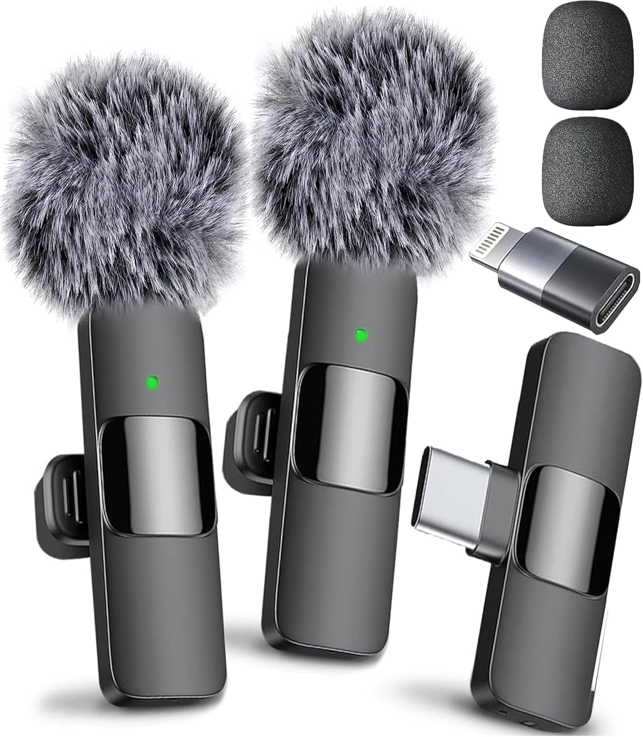 711s6fypzWL._AC_SL1500_.jpg Wireless Microphone for , , , Lavalier Microphone for Video Recording - 2 Pack Mic Crystal Clear Recording with USB-C for Podcast, - Image 1