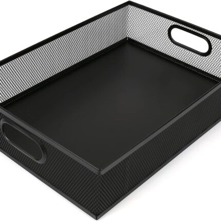Desk Drawer Organizer, A4 Large Metal Mesh Desk Rrganizer Tray, Versatile Storage Box Set for Office Home Supplies,13 x 9 inches