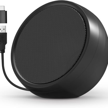 USB Computer Speaker for Laptop, External Speakers for Desktop Computer with Crystal Clear Sound, Rich Bass and Volume Buttons, Plug-N-Play (Black)