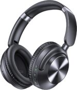 Active Noise Cancelling Headphones 100H Playtime Over Ear Bluetooth Headphones with Deep Bass Light Weight Earphones Comfort Headsets with Fast Charging for Travel Home Office PC Black