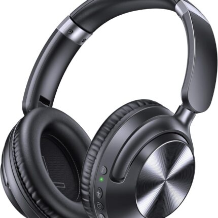 Active Noise Cancelling Headphones 100H Playtime Over Ear Bluetooth Headphones with Deep Bass Light Weight Earphones Comfort Headsets with Fast Charging for Travel Home Office PC Black