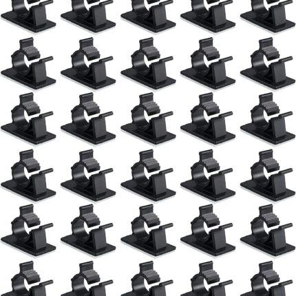 30 Pcs Black Clips Self Adhesive Backed Nylon Wire Adjustable Cable Clips Adhesive Cable Management Drop Wire Holder