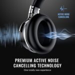 Wireless Active Noise Cancelling Headphones, Over Ear Bluetooth Headphones, 30H Playtime,  Audio, Deep Bass - Built-in Microphone for Travel, Home, Office, Gym (Black) - Image 2