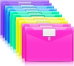 10 Pack Plastic Envelopes Poly Envelopes, Clear Document Folders File Folders US  A4 Size File Envelopes with Label Pocket, Assorted Color