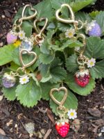 Cute Strawberry Keychain,Bag Charms, Heart Flower Daisy Key chains Accessories Decor for Girls Purse Gift - Image 2